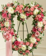 pink and white standing heart